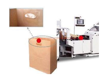 ماكينة تصنيع أكياس ورقية بقاعدة مربعة بتغذية الرول (وحدة تصنيع رقعة المقبض بقالب القطع)، SBH330BW PAV02C
