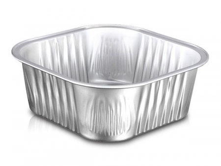 حافظة الطعام شكل مربع (حاوية حفظ الطعام/ علبة من القصدير لحفظ الأطعمة) Square Smoothwall Aluminum Foil Container