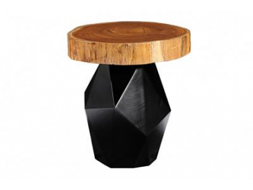 طاولة جانبية أسطوانية من خشب الساج