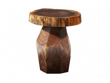 طاولة جانبية دائرية من خشب الجوز