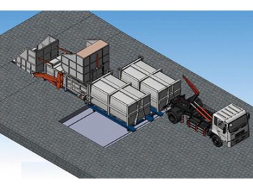 محطة نقلالنفايات مع مكابس النفايات الأفقية (حاوياتالمخلفات المتحركة)