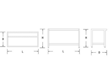 طاولة ذات قوائم مربعة على شكل H  H Frame Laboratory Bench (Square Leg)