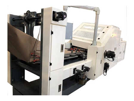 ماكينة تصنيع أكياس ورقية بقاعدة مربعة ويد مفتولة مع الطباعة Twisted Handles Block Bottom Bag Making Machine with Inline Printing