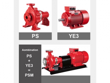 مضخة إطفاء الحريق طرفية السحب، سلسلة PSMF (ذات قضيب مكشوف ومحرك كهربائي)  PSMF series End Suction Fire Pump (Bare Shaft, محركات كهربائية Driven)