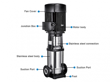 مضخة رأسية متعددة المراحل، سلسة CDL/CDLF (ستانلس ستيل، ذات ضغط عالي)  CDL/CDLF series Vertical Multistage Pump (Stainless Steel, High Pressure)