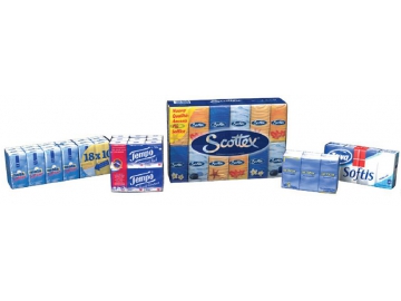خط إنتاج وتغليف مناديل الجيب الورقية بالحزمة، TP-H150/TP-H250 Handkerchief Paper Converting Line (Pocket Pack)