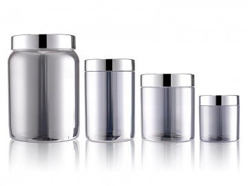 عبوات المكملات الغذائية، برطمان بلاستيك شفاف ملون 			   RST008i See Through Canister