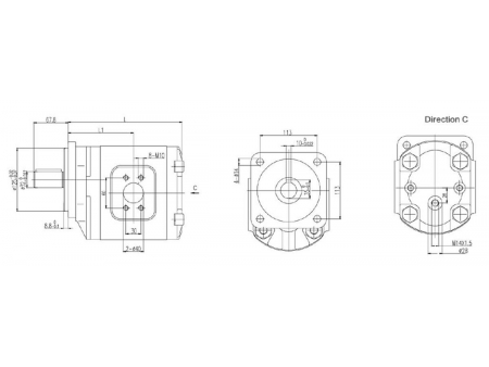 محرك التروس الهيدروليكي 3.5MF (52 إلى 115 مليلتر لكل دورة) Hydraulic Gear Motor