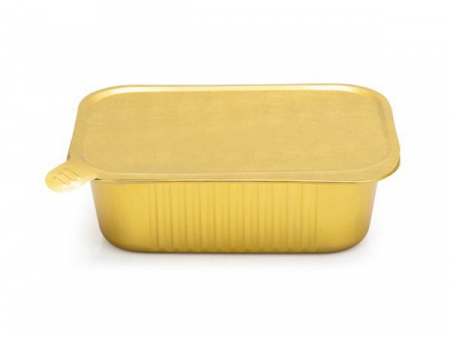 حافظة الطعام شكل مستطيل مع غطاء (حاوية حفظ الطعام/ صحن قصدير بغطاء لحفظ الأطعمة) Rectangular Sealable Aluminum Foil Container