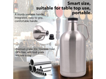 مطارة ستيل معزولة تحفظ الحرارة والبرودة سعة 3.78 لتر (مع غطاء لولبي للغلق المحكم) 3.78L Vacuum Screw Cap Growler