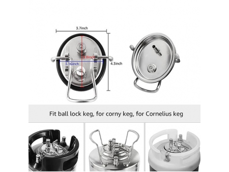 غطاء محكم للترامس والبراميل ستيل مع صمام تنفيس Corny Keg Carbonation Lid