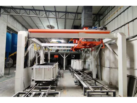رافعة جسرية لإزالة القوالب مع مشبك للبلوك الخرساني (رافعة إزالة القوالب وفصلها عن الكتل) Demoulding Crane