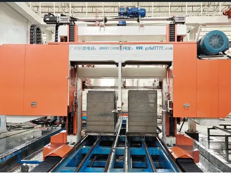 قاطعة عمودية وأفقية ثنائية المسار مع هيكل جسري لقطع الكتل والألواح الخرسانية Double-Track Gantry Horizontal & Vertical Concrete Cutter