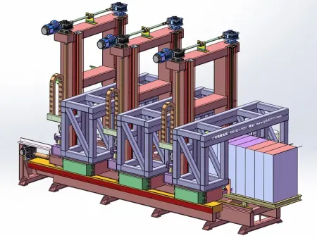 قاطعة عمودية بثلاثة رؤوس وهيكل جسري لقطع الكتل والألواح الخرسانية  Three-Head Gantry Vertical Concrete Cutter