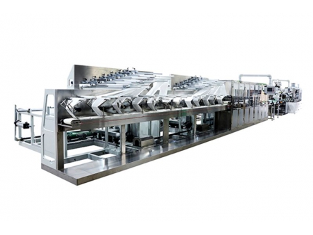 خط إنتاج مناديل مبللة (مع حدة الطي والترطيب والتكديس والتغليف)، سلسلة Fully Automatic Wet Wipes Folding Converting Machine