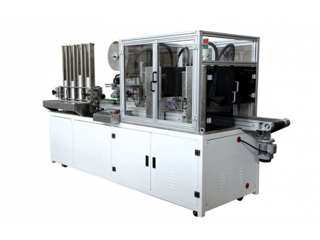ماكينة وضع غطاء علب مناديل مبللة (إدراج الغطاء ولصق الليبل ووضع الغطاء بدقة عالية) Fully Automatic Wet Wipes Lid Applicator Machine