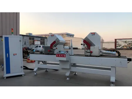 منشار متري مزدوج الرأس بنظام CNC (للقطع المائل والقائم، منشار تلسين (قطع بزاوية 45 أو 90 درجة) CNC Double-Head Miter Saw
