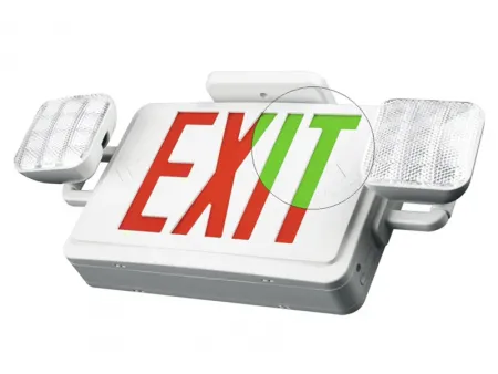 JLEC2BCW   لافتة (لوحة) مخرج طوارئ ثنائية اللون مدمجة مع كشافي إضاءة LED