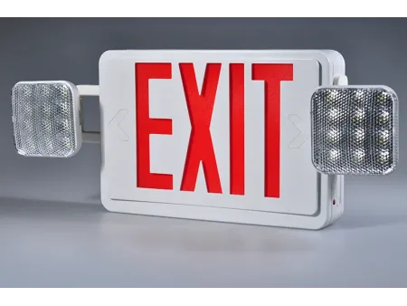 JLEC2BCW   لافتة (لوحة) مخرج طوارئ ثنائية اللون مدمجة مع كشافي إضاءة LED