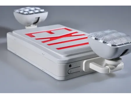 JLEC2BCW   لافتة (لوحة) مخرج طوارئ ثنائية اللون مدمجة مع كشافي إضاءة LED