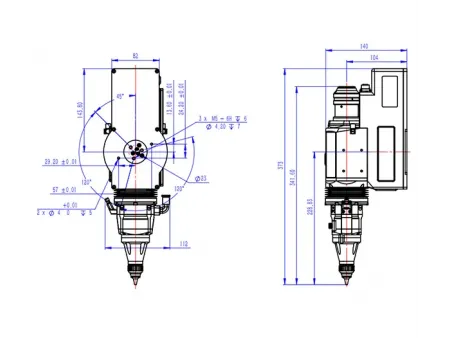 رأس قطع ليزر روبوتي ثلاثي الأبعاد بقدرة 3 كيلوواط - تركيز يدوي 3kW 3D Robotic Laser Cutting Head (Manual Focus)