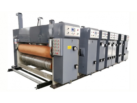 آلة الطباعة والتحزيز (الشق وعمل فتحات) والقطع بالقالب للصناديق الكرتونية المضلعة (بسرعة متوسطة)