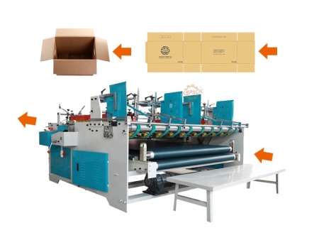 ماكينة شبه أوتوماتيكية لطي ولصق الكرتون المضلع (نظام التثبيت بالضغط) Semi Automatic Folder Gluer (Pressing Type)