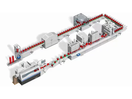 خط معالجة ومناولة العلب المعدنية (في خط إنتاج علب الطلاء والدهانات والمواد الكيميائية) Chemical Pail & Paint Can Line