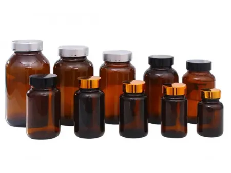 عبوات المكملات الغذائية الزجاجية/ قارورة حبوب الأدوية (ذات فتحة واسعة)