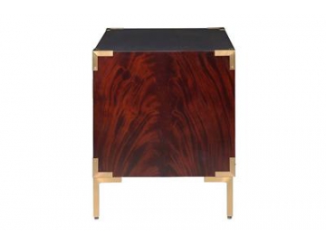 طاولة سرير جانبية خشبية ذات سطح زجاجي
