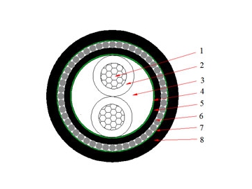 كابلات الجهد المنخفض المعزولة N2XRY من 0.6 إلى 1 ك.ف                     0.6/1 kV N2XRY Cable (CU/XLPE/SWA/PVC)