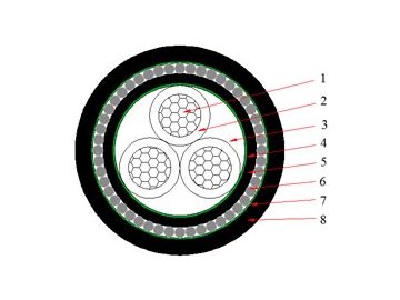 كابلات الجهد المنخفض المعزولة N2XRY من 0.6 إلى 1 ك.ف                     0.6/1 kV N2XRY Cable (CU/XLPE/SWA/PVC)