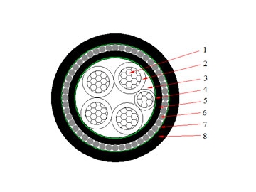 كابلات الجهد المنخفض المعزولة N2XRY من 0.6 إلى 1 ك.ف                     0.6/1 kV N2XRY Cable (CU/XLPE/SWA/PVC)