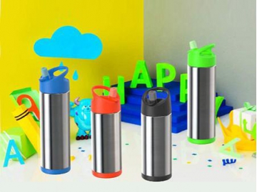 مطرة ماء ستانلس ستيل مع شفاطة شرب للأطفال  Stainless Steel Water Bottle with Flip Straw for Kids