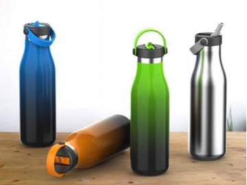قارورة ماء ستانلس ستيل مع مقبض وشفاطة شرب  Stainless Steel Water Bottle with Handle and Flip Straw