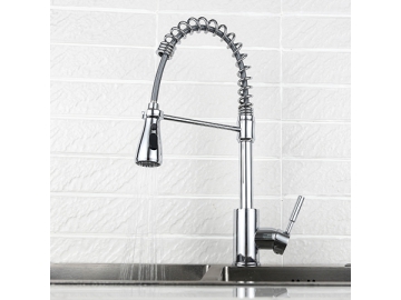 خلاط مجلى سحاب زنبرك SW-KF002                     Single hole pull down kitchen faucet with spring load