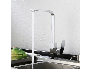 خلاط مطبخ طويل بمظهر الكروم المصقول SW-KF006                     Single handle kitchen faucet in chrome polished