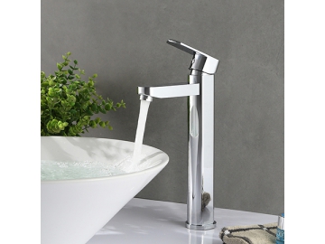 خلاط مغسلة طويل بمظهر الكروم المصقول SW-BFS008(2)                    Tall vessel sink faucet in chrome polished finish