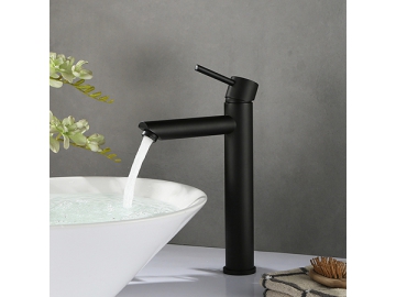 خلاط مغسلة طويل بمظهر أسود مطفي SW-BFS013(2)                     Tall vessel sink faucet in matte black color