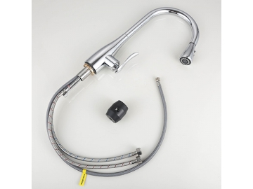 خلاط مطبخ بفوهة قابل للسحب SW-KF001                     Single hole pull down kitchen faucet