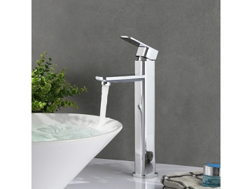 خلاط مغسلة طويل بمظهر الكروم المصقول SW-BFS007(2)                     Tall vessel sink faucet in chrome polished finish
