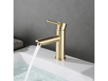 خلاط مغسلة بمظهر ذهبي مصقول SW-BFS010(1)                     Single handle brushed gold basin faucet