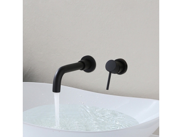 خلاط مغسلة مركب على الجدار بمظهر أسود مطفي SW-WM001                     Concealed Wall Mounted Basin Sink Faucet Water Tap