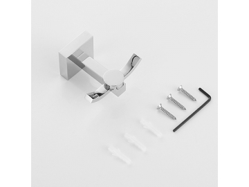 خطاف تعليق روب حمام مزدوج SW-RH002                     Double Metal Bathroom Accessories Robe Hook