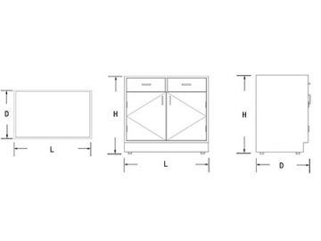 خزانة قاعدة ذات درجين وبابين - خزانة سفلية  Laboratory Base Cabinet