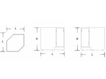 خزانة قاعدة للزاوية - خزانة سفلية Laboratory Base Cabinet