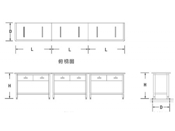 طاولة العمل القياسية ذات قوائم على شكل H   H-Frame Laboratory Workbench