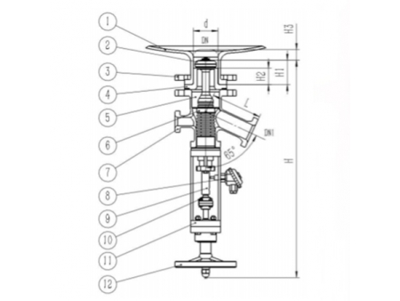 صمام مخرج سفلي مبطن بالزجاج بتصريف يدوي  Glass Lined Bottom Outlet Valve