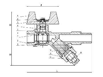 محبس كرة مع مصفي نحاسي على شكل Y  Brass Y Strainer/Ball Valve Combination