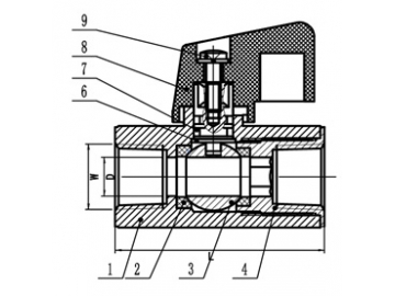صمام كرة نحاسي صغير سداسي الشكل  Brass Mini Ball Valve, 600 PSI